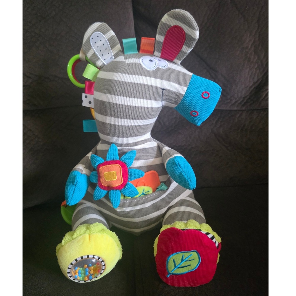 Dolce Zeddy Zebra Activity Plush Sensory Baby Learning Activity 15"